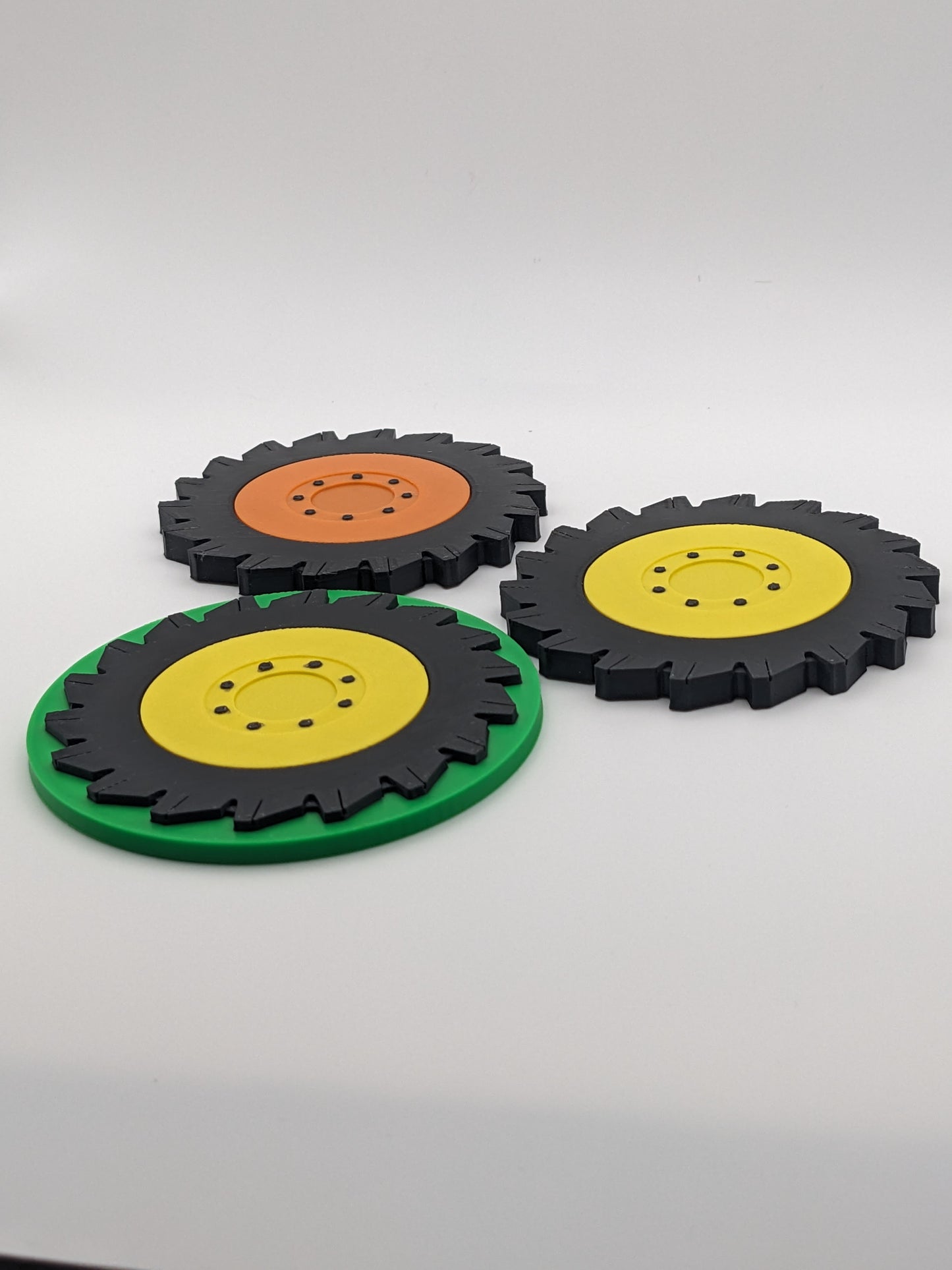 Tractor Tire Coaster Set – 3D Printed Coasters with Holder